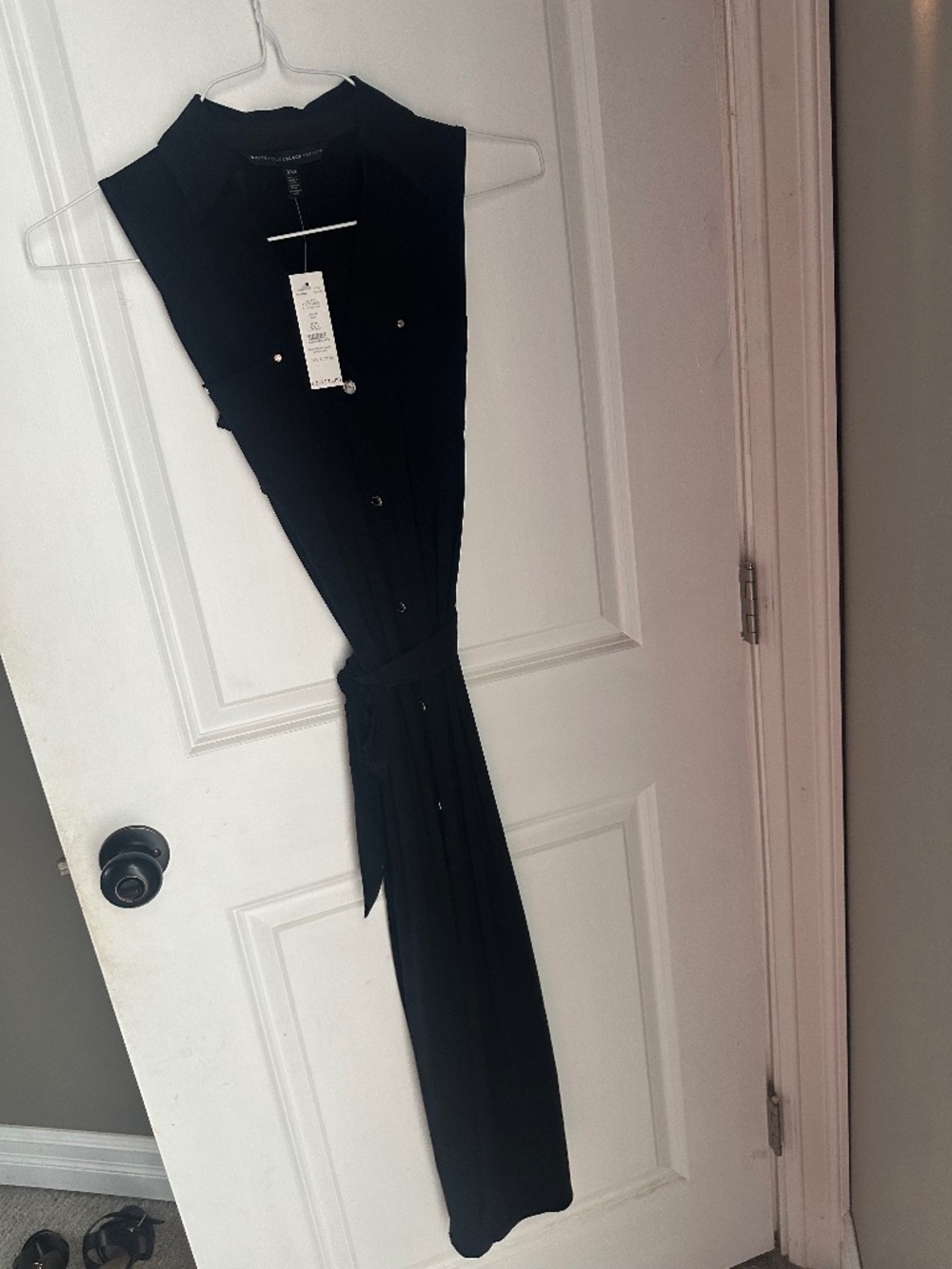 White House Black Market XXS Black Blouse Dress Work
